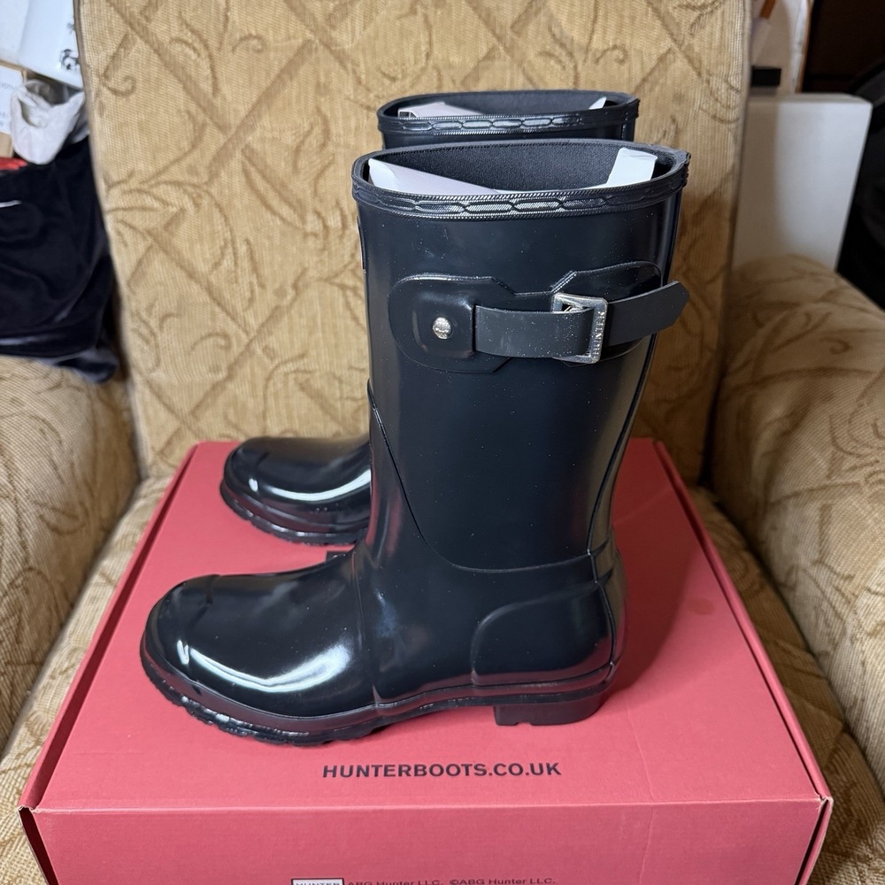 Hunter Original‎ Short Gloss Rain Boots Women's Size 8 Black